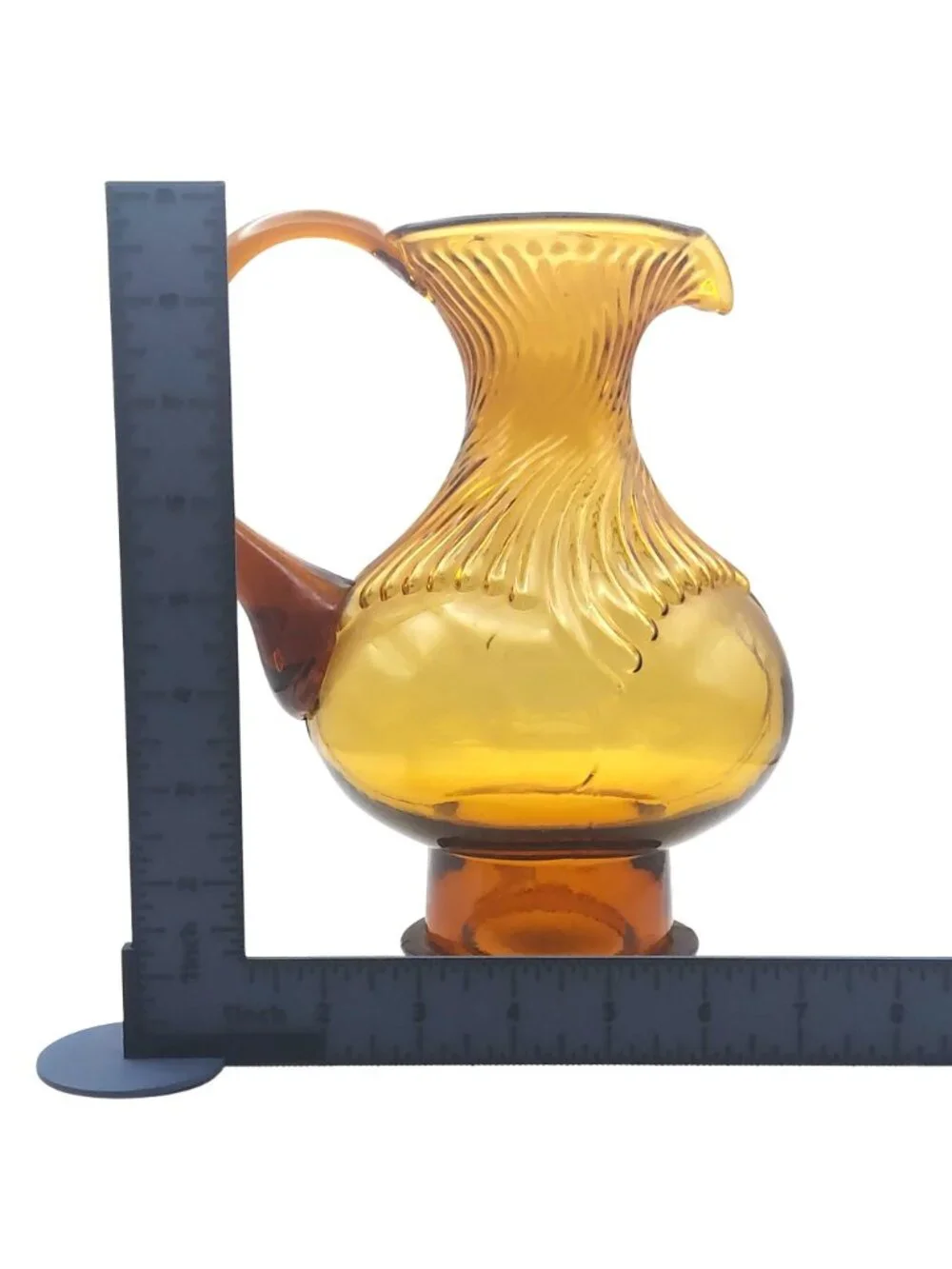 Tiara Exclusives Hurricane Pitcher Amber Indiana Glass Vintage 70s Art Deco